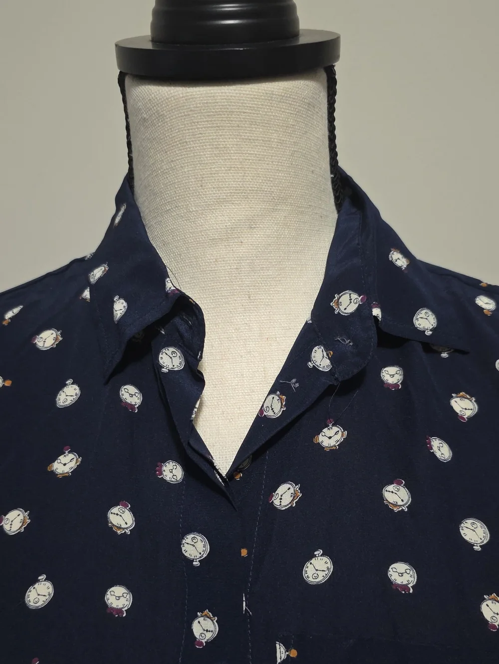 J Crew Ticktock Clock Silk Button Down Shirt Sz 00